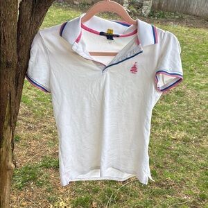 Golf Medium Ralph Lauren White Polo Shirt with Pink Accents